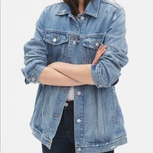 Gap oversized denim distressed jacket size medium. Worn once